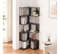 [en.casa] Étagère d’Angle Design Intemporel avec 5 Niveaux de Rangement Meuble de Stockage sur Pied Pratique pour Salon Panneau de Particules Métal 160 x 54 x 54 cm Noir