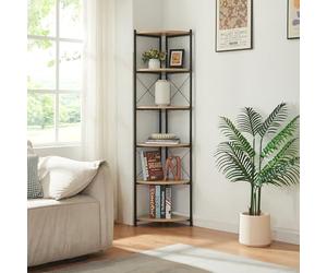 [en.casa] Étagère d'Angle pour Plantes sur Pied à 6 Niveaux Support Cache-Pots Herbes de Plantes Étagère à Fleurs Surface de Stockage Panneau de Particules Métal 160 x 30 x 30 cm Effet Bois Noir