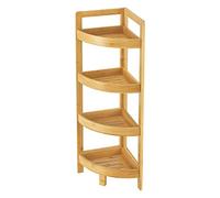 [en.casa] Étagère d'angle pour Salle de Bain Cuisine Meuble de Rangement à 4 Niveaux avec Bords Renforcés Bambou 80 x 23 x 23 cm Naturel