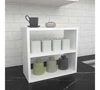 [en.casa] Étagère de Cuisine Salle de Bain Autoportante Meuble de Rangement à 2 Niveaux Porte-Épices Panneau de Particules 40 x 44 x 20 cm Blanc