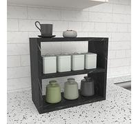 [en.casa] Étagère de Cuisine Salle de Bain Autoportante Meuble de Rangement à 2 Niveaux Porte-Épices Panneau de Particules 40 x 44 x 20 cm Marbre Noir