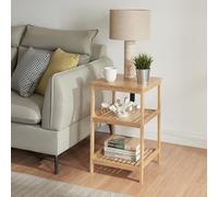 [en.casa] Étagère de Rangement avec 3 Surfaces de Stockage Meuble sur Pied pour Salle de Bain Cuisine Salon Solide Bambou 60 x 40 x 40 cm Naturel