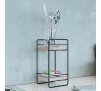 [en.casa] Étagère de Table avec 2 Surfaces de Rangement Idéale pour Cuisine Salle de Bain Possibilité de Montage Mural Métal Bois de Pin 26 x 14 x 13 cm Noir Naturel