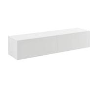 [en.casa] Étagère Flottante Support TV avec 2 Compartiments Fermés Meuble de Rangement Élégant Capacité de Charge jusqu'à 25 kg pour Salon Chambre Panneau de Particules 140 x 33 x 30 cm Blanc Mat
