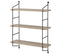 [en.casa] Étagère Murale à 3 Niveaux Meuble de Rangement avec 3 Tablettes au Style Industriel Acier MDF PVC 48 x 15 x 64 cm Aspect Bois