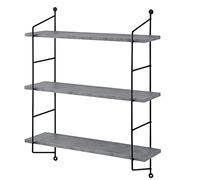 [en.casa] Étagère Murale à 3 Niveaux Meuble de Rangement avec 3 Tablettes au Style Industriel Acier MDF PVC 48 x 15 x 64 cm Effet Béton