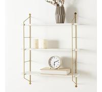 [en.casa] Étagère Murale à 3 Niveaux Meuble de Rangement avec 3 Tablettes au Style Industriel Acier MDF PVC 48 x 15 x 64 cm Effet Marbre Blanc