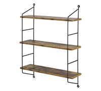 [en.casa] Étagère Murale à 3 Niveaux Meuble de Rangement avec 3 Tablettes au Style Industriel Acier MDF PVC 48 x 15 x 64 cm Effet Bois Foncé