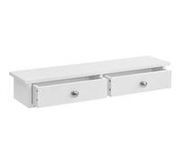 [en.casa] Étagère Murale Stylée avec 2 Tiroirs Meuble de Rangement Design pour Entrée Salon Chambre Bureau Panneau de Particules MDF 10 x 60 x 15 cm Blanc