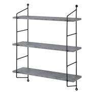 [en.casa] Étagère Murale à 3 Niveaux Meuble de Rangement avec 3 Tablettes au Style Industriel Acier MDF PVC 48 x 15 x 64 cm Effet Béton
