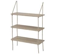 [en.casa]® Étagère murale avec 3 tablettes avec fixation de corde avec aspect en bois - 60 x 23,5 cm
