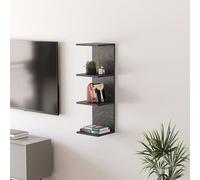 [en.casa] Étagère Murale avec 4 Compartiments Meuble de Rangement Suspendu avec 4 Tablettes pour Salon Bureau Couloir Panneau de Particules 95 x 30 x 28 cm Effet Marbre Noir