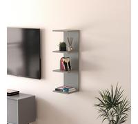 [en.casa] Étagère Murale avec 4 Compartiments Meuble de Rangement Suspendu avec 4 Tablettes pour Salon Bureau Couloir Chambre Panneau de Particules 95 x 30 x 28 cm Gris