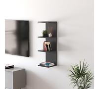 [en.casa] Étagère Murale avec 4 Compartiments Meuble de Rangement Suspendu avec 4 Tablettes pour Salon Bureau Couloir Chambre Panneau de Particules 95 x 30 x 28 cm Noir