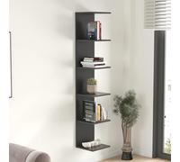 [en.casa] Étagère Murale avec 6 Compartiments Meuble de Rangement Suspendu avec 6 Tablettes pour Salon Bureau Couloir Chambre Panneau de Particules 180 x 35 x 32 cm Noir