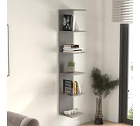 [en.casa] Étagère Murale avec 6 Compartiments Meuble de Rangement Suspendu avec 6 Tablettes pour Salon Bureau Couloir Chambre Panneau de Particules 180 x 35 x 32 cm Gris