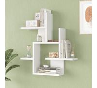 [en.casa] Étagère Murale avec 7 Tablettes Meuble de Rangement Suspendu Moderne Épuré Stable pour Salon Bureau Couloir Chambre Panneau de Particules 66 x 63 x 15 cm Blanc