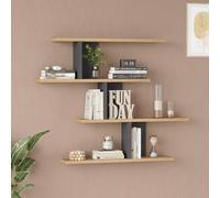 [en.casa] Étagère Murale avec 7 Tablettes sur 4 Niveaux Décalés Meuble de Rangement Suspendu Moderne Épuré Stable pour Salon Cuisine Chambre Panneau de Particules 78 x 99 x 15 cm Effet Bois Anthracite