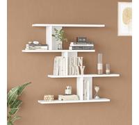 [en.casa] Étagère Murale avec 7 Tablettes sur 4 Niveaux Décalés Meuble de Rangement Suspendu Moderne Épuré Stable pour Salon Cuisine Chambre Panneau de Particules 78 x 99 x 15 cm Blanc