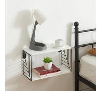 [en.casa] Étagère Murale avec Compartiment de Rangement Ouvert pour Salon Chambre Cuisine Salle de Bain Table de Chevet Panneau de Particules Métal 39 x 18 x 23 cm Noir Blanc