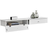 [en.casa] Etagère murale avec porte en set de 2 étagères blanches murales commode table de nuit 2x table de nuit avec compartiment de rangement table de nuit suspendue montage mural