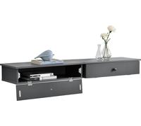 [en.casa] Etagère murale avec porte en set de 2 étagères gris foncé Etagère murale Commode Table de nuit 2x Table de nuit avec compartiment de rangement Table de nuit suspendue Montage mural