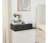 [en.casa] Étagère Murale avec Tiroir Intégré Table de Chevet Suspendue avec Surface de Rangement Supplémentaire Capacité de Charge 10 kg Panneau de Particules 65 x 30 x 15 cm Noir