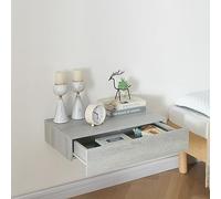 [en.casa] Étagère Murale avec Tiroir Intégré Table de Nuit Chevet Flottante Table d'Appoint Suspendue pour Chambre Salon MDF PVC 60 x 35 x 12 cm Effet Béton