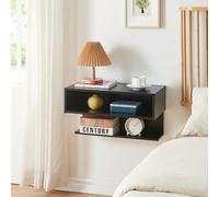 [en.casa] Étagère Murale Compartiment de Rangement Ouvert Meuble de Stockage Suspendu pour Salon Chambre Table de Chevet Panneau de Particules 57 x 30 x 32 cm Noir