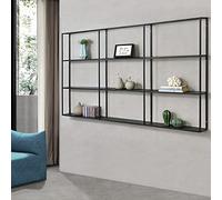 [en.casa] Étagère Murale Design à 9 Surfaces de Stockage Meuble de Rangement en Fer Capacité de Charge 5 kg par Tablette 160 x 18 x 110 cm Noir
