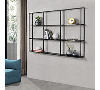 [en.casa] Étagère Murale Design à 9 Surfaces de Stockage Meuble de Rangement en Fer Capacité de Charge 5 kg par Tablette 130 x 18 x 110 cm Noir