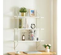 [en.casa] Étagère Murale Élégante avec 3 Tablettes Meuble de Rangement Suspendu pour Salon Chambre Cuisine Bureau Entrée Couloir Acier Panneau de Particules 100 x 80 x 21 cm Blanc