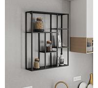 [en.casa] Étagère Murale Élégante pour Salon Chambre Cuisine Entrée Couloir Meuble de Rangement avec Compartiments Ouverts Acier 90 x 75 x 18 cm Noir