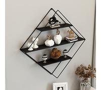 [en.casa] Étagère Murale en Forme de Losange Meuble de Rangement Design pour Objets de Décoration Étagère pour Salon Chambre Entrée Métal 66 x 50 x 9 cm Noir