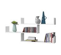 [en.casa] Étagère Murale Grimstad 119 x 18 x 55 cm Blanc | Stylée Meuble Mural Design à 3 Surfaces de Rangement Capacité de Charge 9 kg Stockage Salon Bureau Chambre