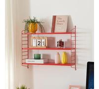 [en.casa] Étagère Murale Modulable pour Salon Chambre Meuble de Rangement Style Insdustriel à 3 Niveaux Acier Solide 50 x 60 x 15 cm Rouge