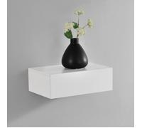 [en.casa]® Étagère murale pour chambre à coucher avec 1 tiroir - blanc matt - 46x30x15cm