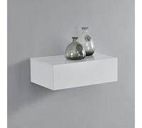 Etagère Murale pour Chambre avec 1 Tiroir Blanc Laqué 46 x 30 x 15 cm [en.casa]