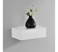 [en.casa] Étagère Murale pour Chambre avec 1 Tiroir Panneau de Particules 46 x 30 x 15cm Blanc Mat