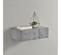 [en.casa] Étagère Murale pour Chambre avec 1 Tiroir Panneau de Particules 46 x 30 x 15cm Effet Béton