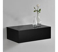 Etagère murale Premium XL Etagère Murale pour Chambre avec 1 Tiroir Noir Laqué 46 x 30 x15 cm [en.casa]