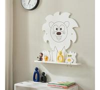 [en.casa] Étagère Murale pour Chambre Enfant Meuble de Rangement Capacité de Charge 2 kg Forme Lion 60 x 55 x 11 cm MDF Blanc