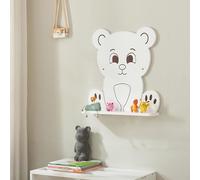 [en.casa] Étagère Murale pour Enfants avec Bords Arrondis Meuble de Rangement Décoratif en Forme Ourson Construction Stable Chambre d'enfants MDF 50 x 46 x 11 cm Blanc