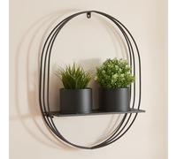 [en.casa] Étagère Murale pour Plantes avec 2 Cache-Pots Fournis Support Plantes Flottant Porte-Plantes Suspendue Métal 61 x 47 x 15 cm Noir