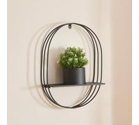 [en.casa] Étagère Murale pour Plantes avec Cache-Pot Fourni Support Plantes Flottant Porte-Plantes Suspendue Métal 56 x 39 x 15 cm Noir