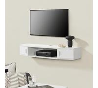 [en.casa] Étagère Murale pour TV Meuble Télé Suspendu Support d'Écran Flottant Rangement Passe-Câbles Panneau de Particules 18 x 110 x 30 cm Blanc