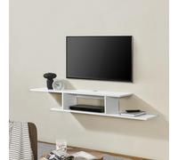 [en.casa] Étagère Murale pour TV Meuble Télévision Flottante Support Écran avec Étagères et Passe-Câbles Panneau de Particules 21 x 150 x 25 cm Blanc