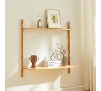 [en.casa] Étagère Murale Style Scandinave avec 2 Tablettes Spacieuses Élements Réglables en Hauteur avec Trous Prépercés pour Salon Cuisine Chambre Bambou 85 x 85 x 25 cm Naturel