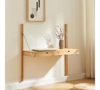[en.casa] Étagère Murale Style Scandinave avec 2 Tiroirs Spacieux Élements Réglables en Hauteur avec Trous Prépercés pour Salon Cuisine Chambre Bambou 85 x 85 x 36 cm Naturel