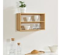 [en.casa] Étagère Murale Style Scandinave Rangement pour Épices Tasses Petit Meuble Design pour Cuisine Salle de Bain Salon Bambou 50 x 15 x 30 cm Naturel